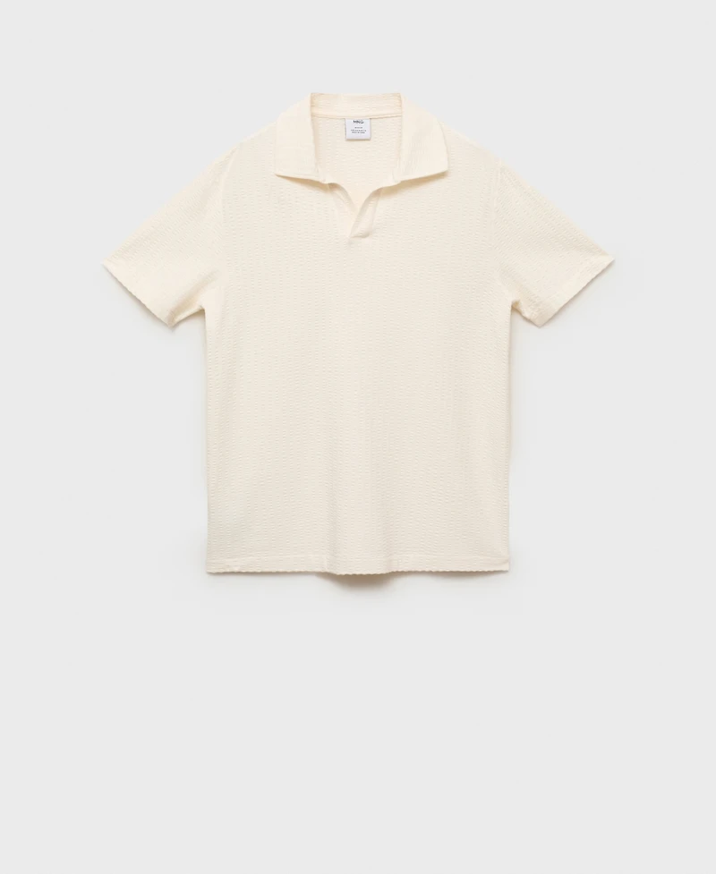 Mango Men's Seersucker Cotton Polo Shirt