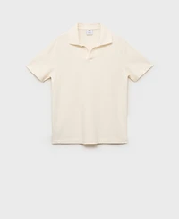 Mango Men's Seersucker Cotton Polo Shirt