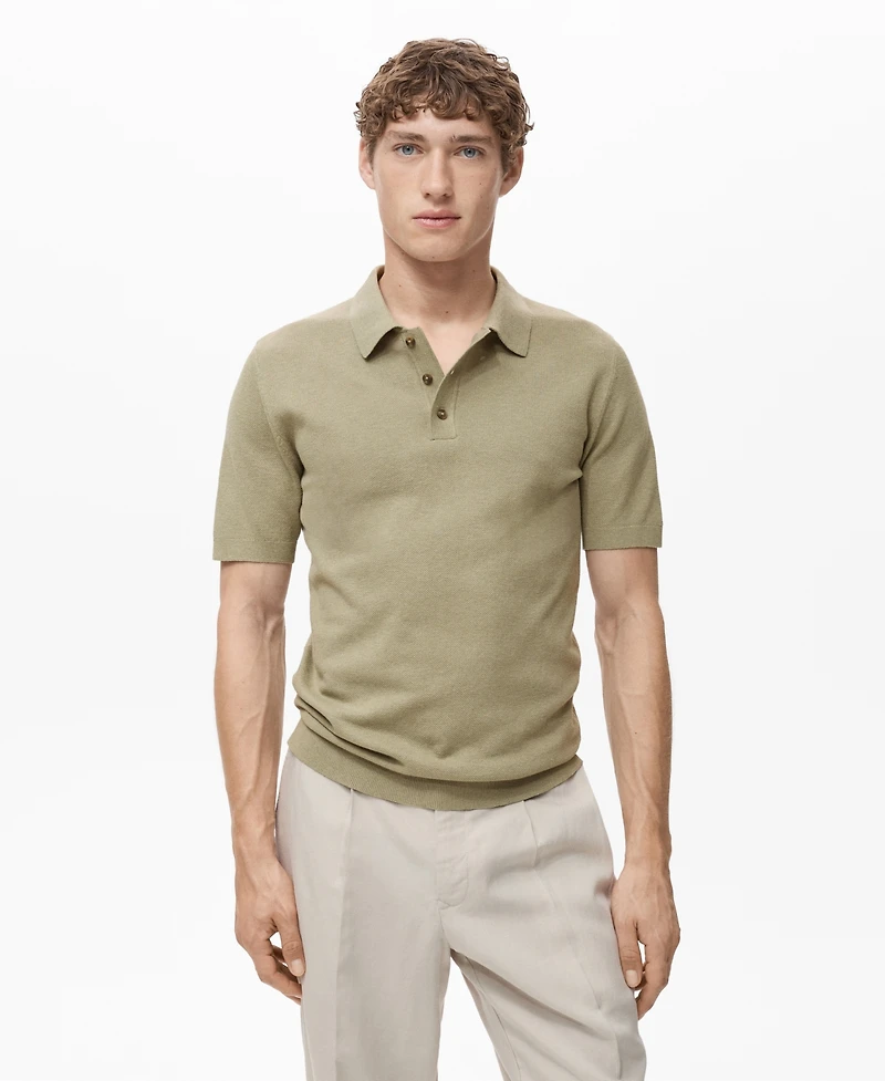 Mango Men's Fine-Knit Cotton Polo Shirt