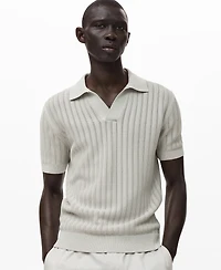 Mango Men's Fine-Knit Herringbone Polo Shirt