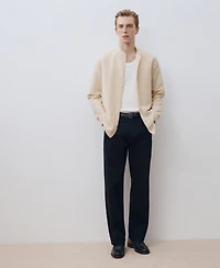 Mango Men's Mao Collar Linen Shirt