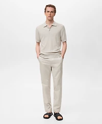 Mango Men's Ribbed Knit Polo Shirt