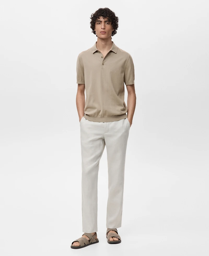 Mango Men's Cotton Fine-Knit Polo Shirt