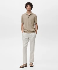 Mango Men's Cotton Fine-Knit Polo Shirt