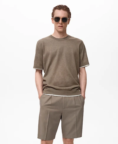 Mango Men's Contrasting Cotton-Blend T-Shirt