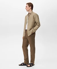 Mango Men's Linen Pinstripe Shirt