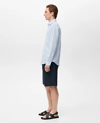 Mango Men's Linen Pinstripe Shirt