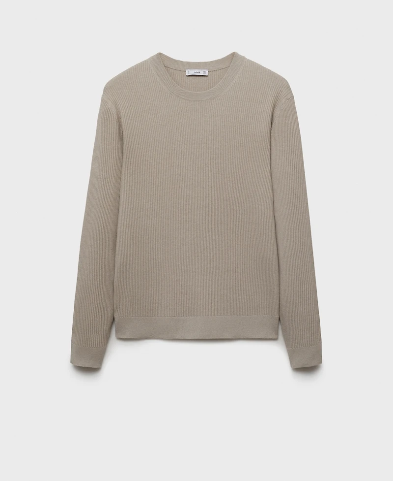 Mango Men's Fine Rib-Knit Cotton Sweater