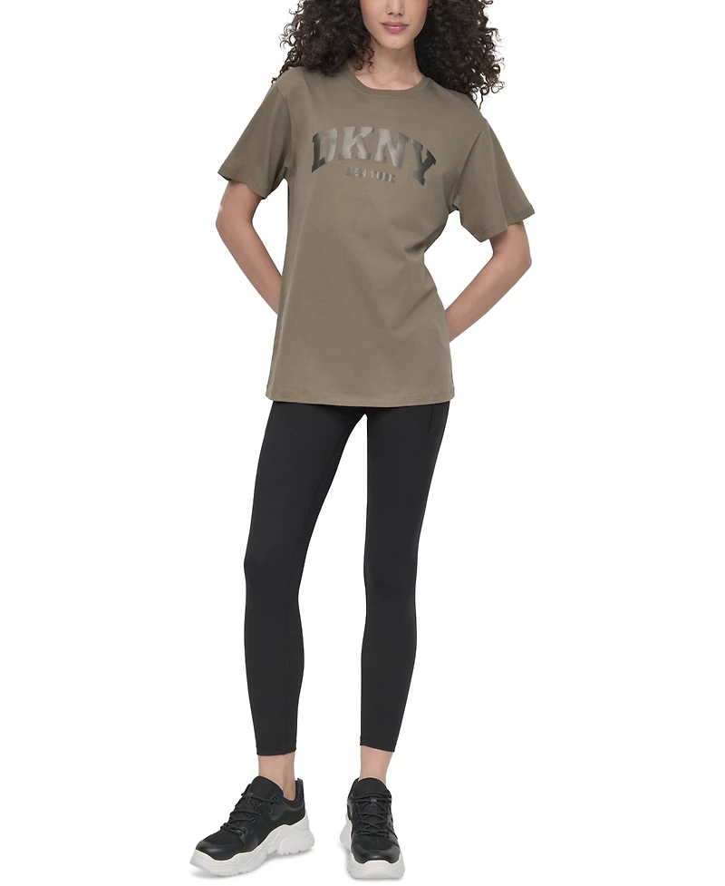 Dkny Sport Women's Varsity Satin Logo Oversized Cotton T-Shirt