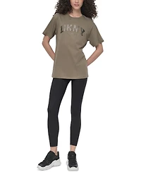 Dkny Sport Women's Varsity Satin Logo Oversized Cotton T-Shirt