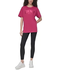 Dkny Sport Women's Varsity Satin Logo Oversized Cotton T-Shirt