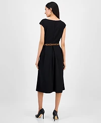 julia jordan Women's Square-Neck Cap-Sleeve Fit & Flare Dress