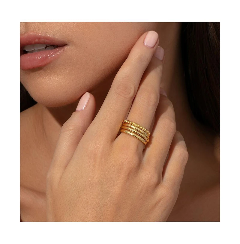 14K Gold-Plated Textured Ring Stack (Set of 4)