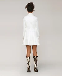 Avec Les Filles Women's Collared Long-Sleeve Short Shirtdress