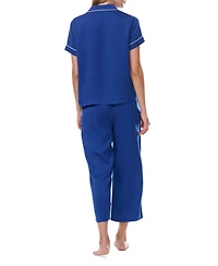 Tommy Hilfiger Women's 2Pc Short Sleeve Notch Pajama Set