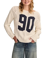 Lucky Brand Women's 90S Graphic Cotton Crewneck Sweater