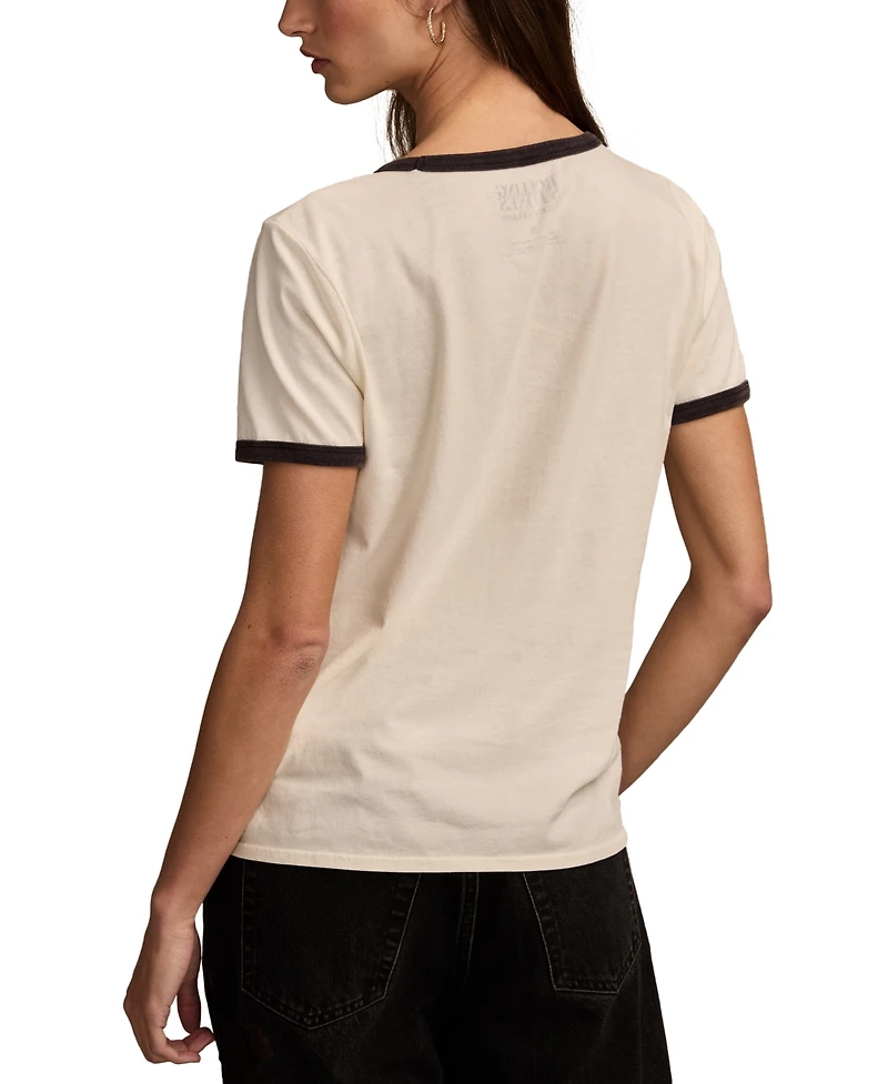 Lucky Brand Women's Rolling Stones Graphic Cotton Ringer T-Shirt