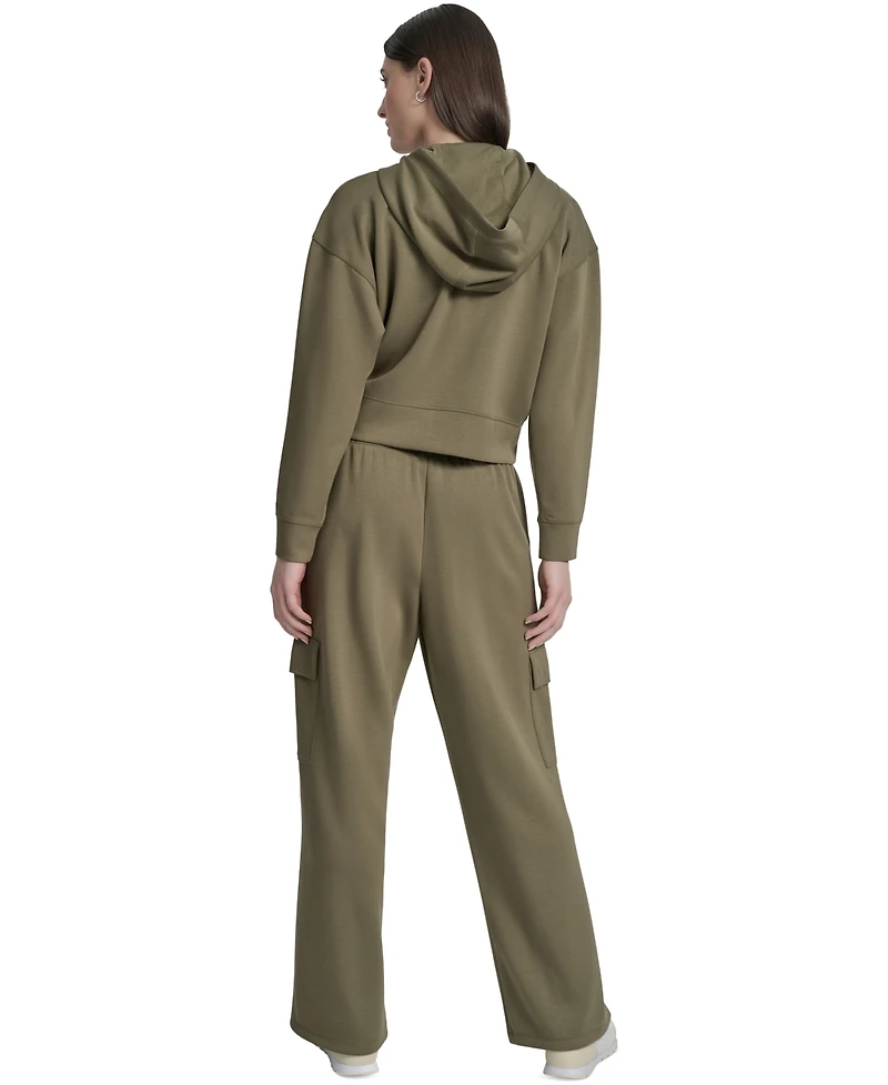 Dkny Sport Women's Drop-Shoulder High-Line Zip Scuba Hoodie