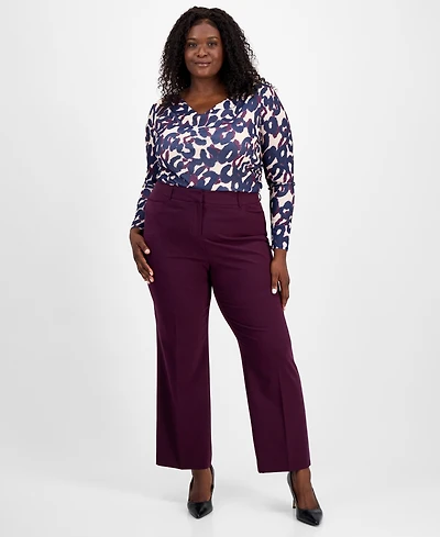 Tahari Asl Plus Flare-Leg Pants