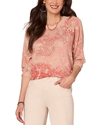 Democracy Petite Printed Dolman-Sleeve Sweater