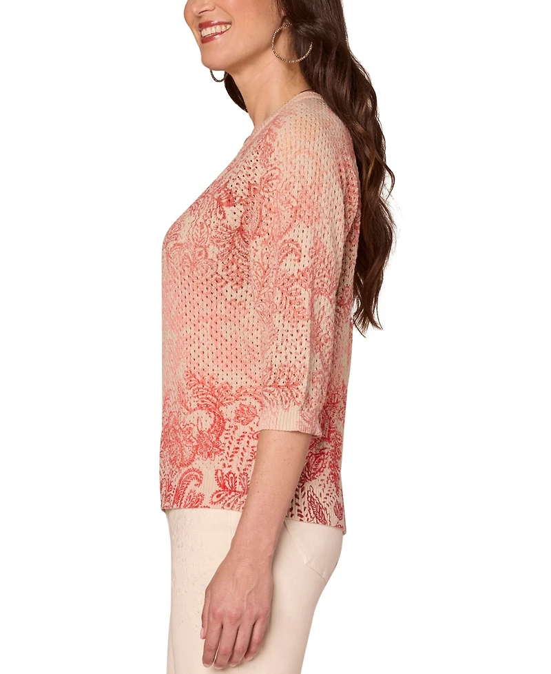 Democracy Petite Printed Dolman-Sleeve Sweater