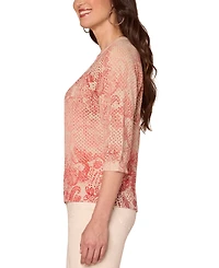 Democracy Petite Printed Dolman-Sleeve Sweater