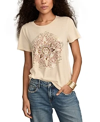 Lucky Brand Women's Ornate Sun Frame Cotton Crewneck T-Shirt