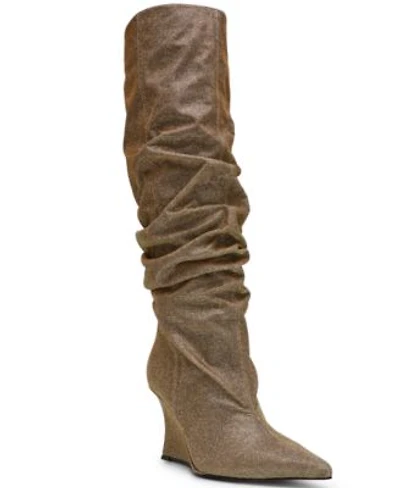Steve Madden Womens Distortion Knee High Slouch Wedge Boots Regular Wide Calf