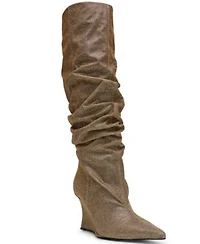 Steve Madden Womens Distortion Knee High Slouch Wedge Boots Regular Wide Calf