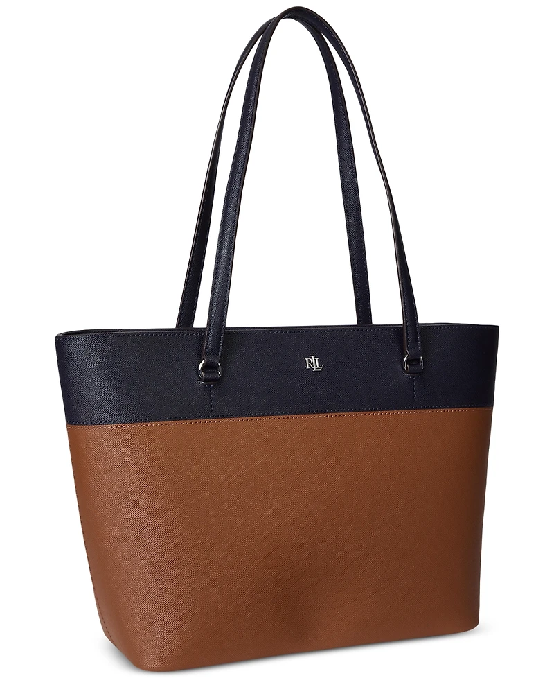 Lauren Ralph Lauren Striped Leather Medium Karly Tote Bag
