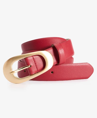 On 34th Faux-Leather Oval Buckle Belt, Macy's Exclusive