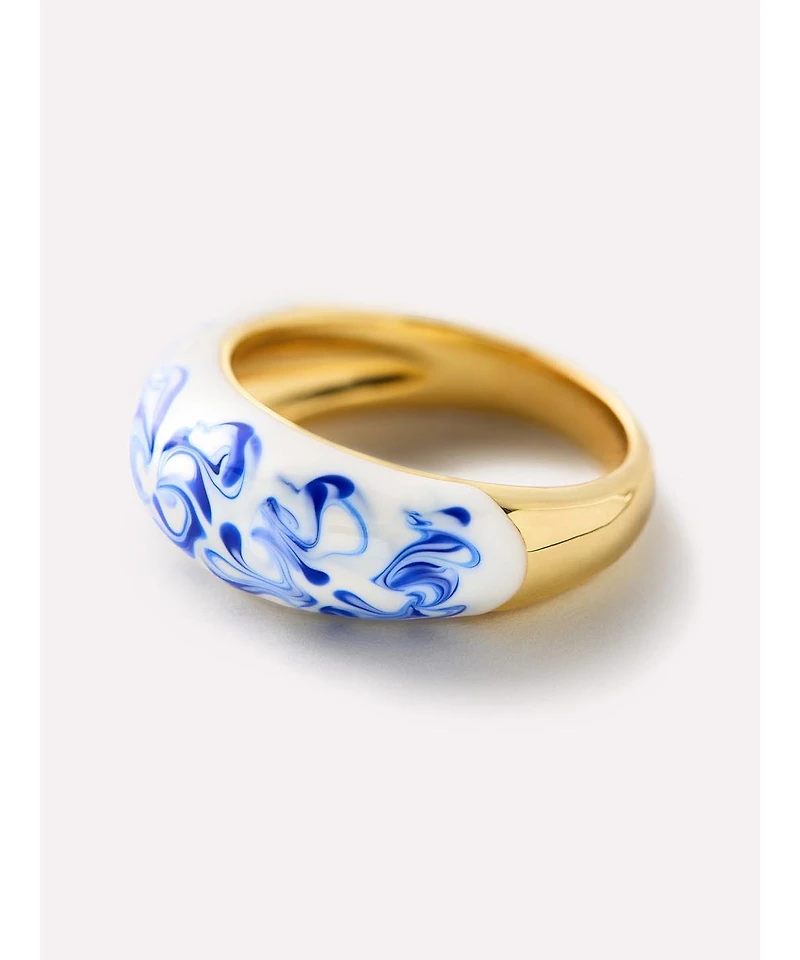 Ana Luisa Enamel Ring - Wrenley Marble Blue