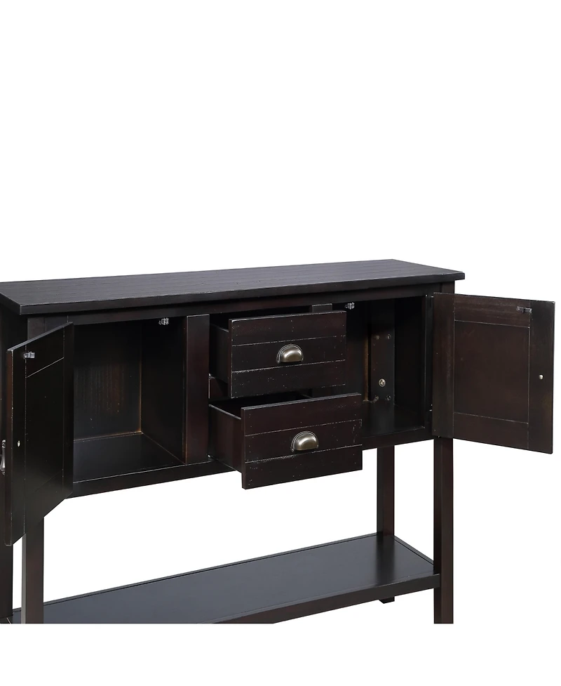 Casainc 48" Solid Wood Sideboard Console Table with 2 Drawers and Cabinets Bottom Shelf, Retro Style Storage Dining Buffet Server Cabinet