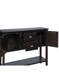 Casainc 48" Solid Wood Sideboard Console Table with 2 Drawers and Cabinets Bottom Shelf, Retro Style Storage Dining Buffet Server Cabinet