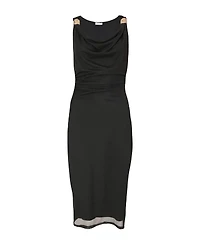 Quiz Women's Mesh Midi Dress with Gold Hardware