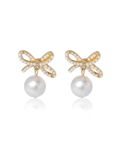 BCBGeneration Bow Pearl Drop Earrings
