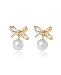 BCBGeneration Bow Pearl Drop Earrings
