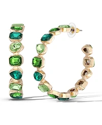 Jessica Simpson Gold-Tone Green Stone Hoop Earrings