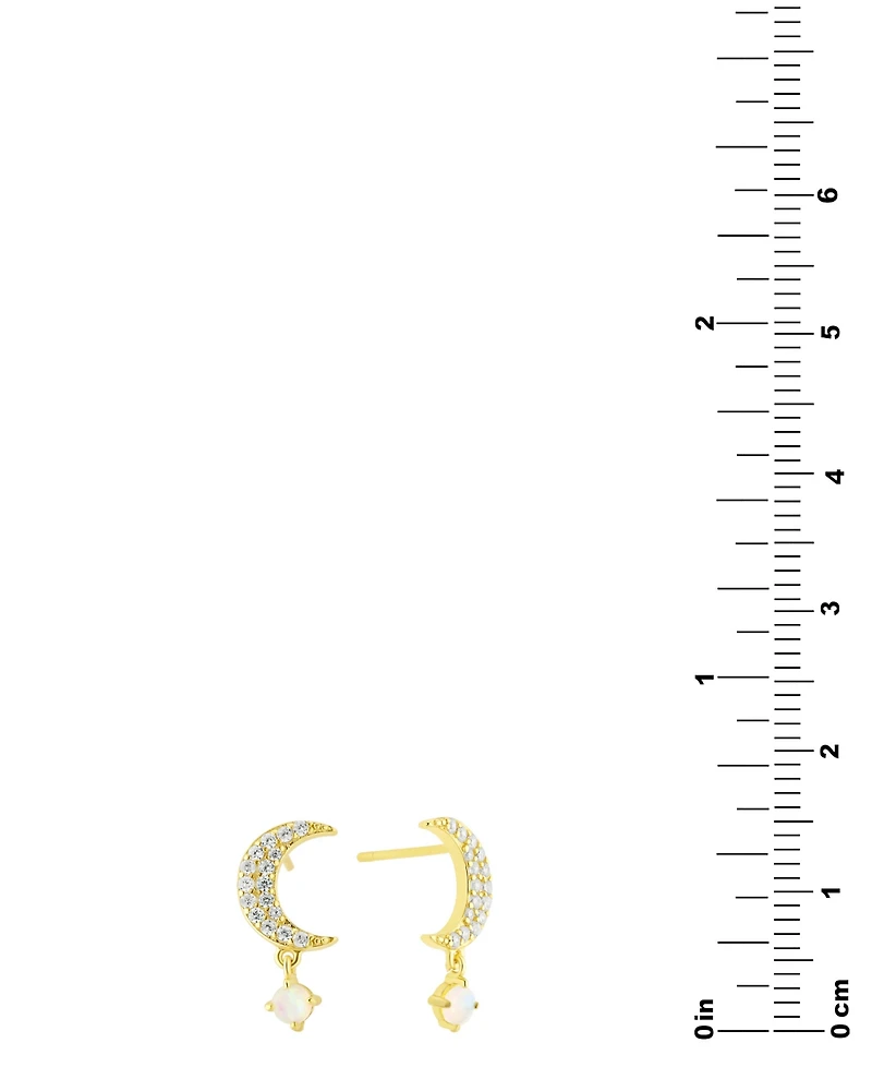Pave Moon & Opal Star Drop Earrings in 18k Gold-Plated Sterling Silver