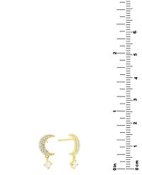 Pave Moon & Opal Star Drop Earrings in 18k Gold-Plated Sterling Silver