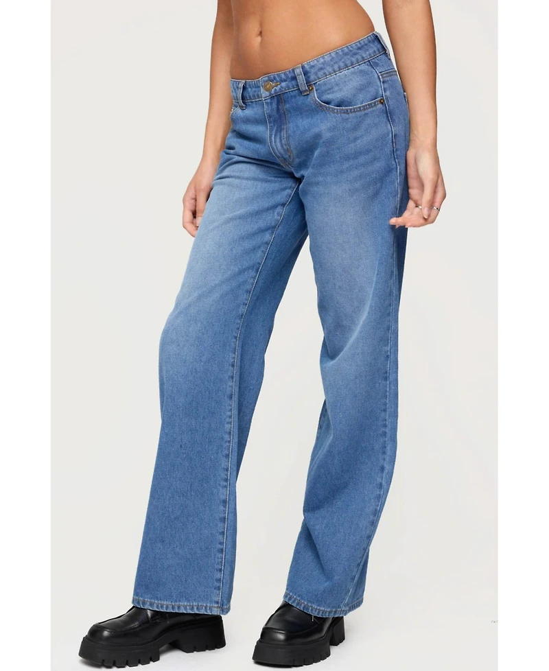 Edikted Women's Nikoletta Straight Leg Low Rise Jeans