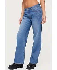 Edikted Women's Nikoletta Straight Leg Low Rise Jeans
