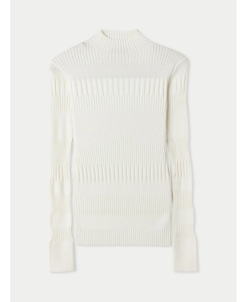 Gobi Cashmere Women's High-neck Ribbed Cotton Silk Blend Sweater