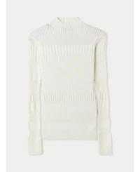 Gobi Cashmere Women's High-neck Ribbed Cotton Silk Blend Sweater
