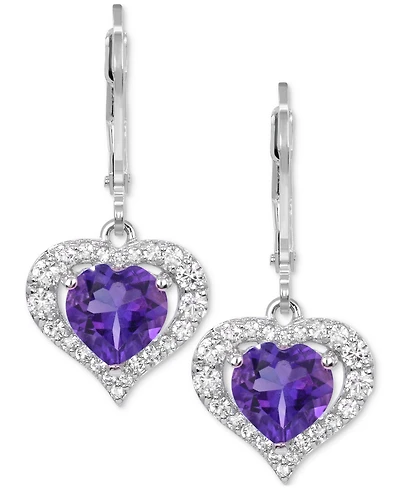 Lab-Grown Pink Sapphire (2-7/8 ct. t.w) and White Earrings Sterling Silver