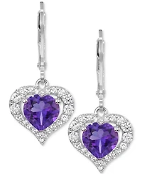 Lab-Grown Pink Sapphire (2-7/8 ct. t.w) and White Earrings Sterling Silver