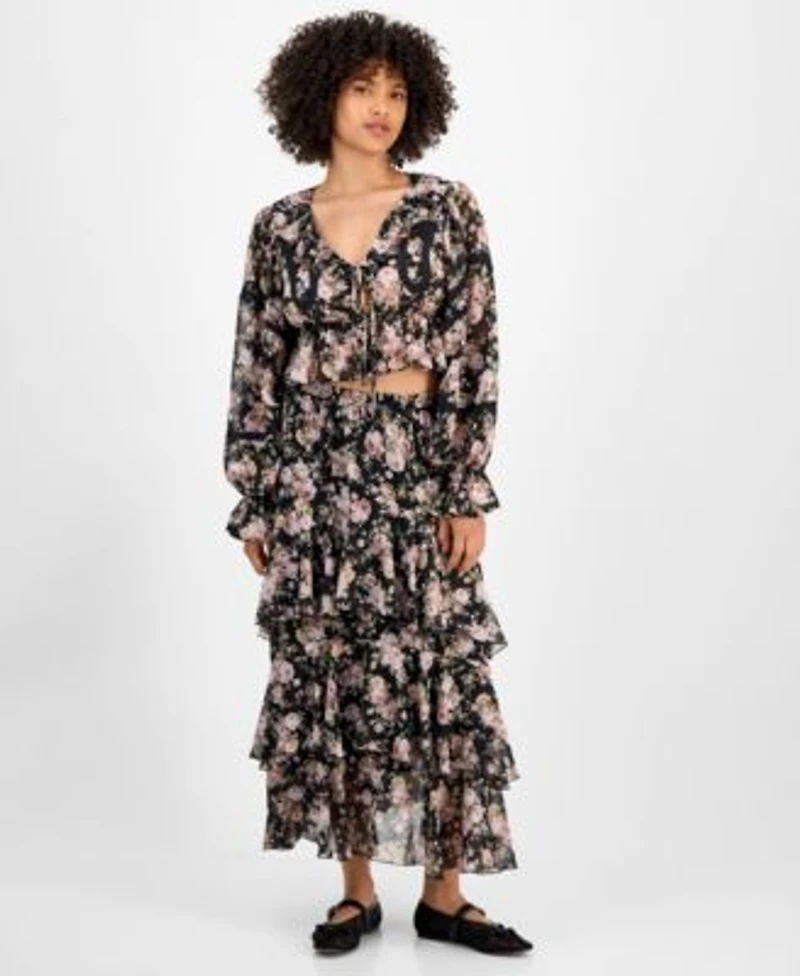 Now This Womens Tiered Ruffle Midi Skirt Pxxs Xxl Macys Exclusive