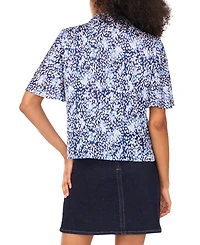 Vince Camuto Women's Printed Flutter-Sleeve Button Blouse