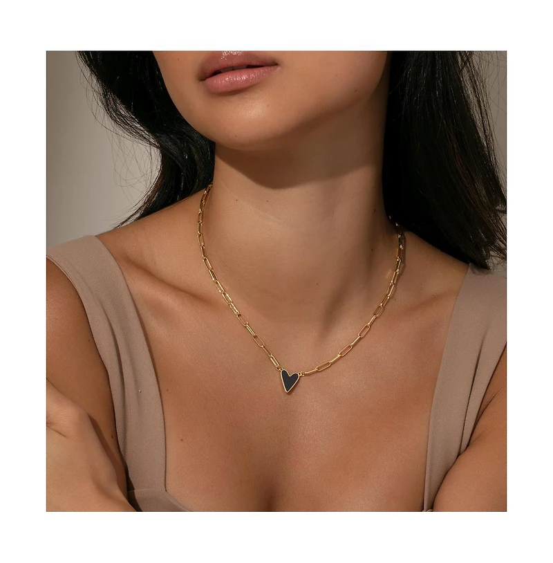 14K Gold-Plated Enamel Heart Necklace