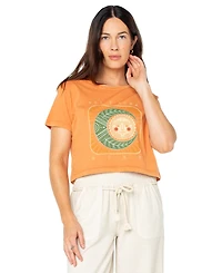 Roxy Juniors' Sol Y Luna Graphic Crewneck Short-Sleeve Cotton T-Shirt